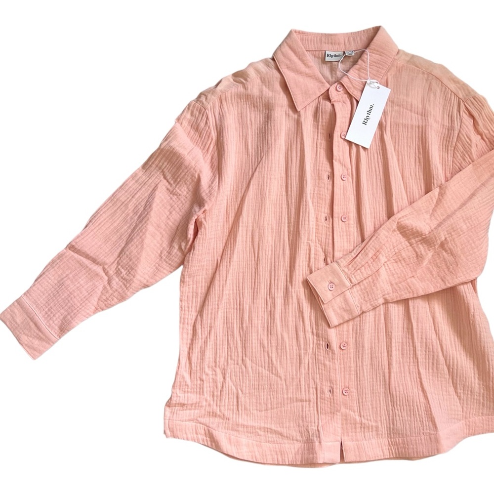 NWT: Rhythm, Long Sleeve Oversized Shirt, 100% Cotton_XS